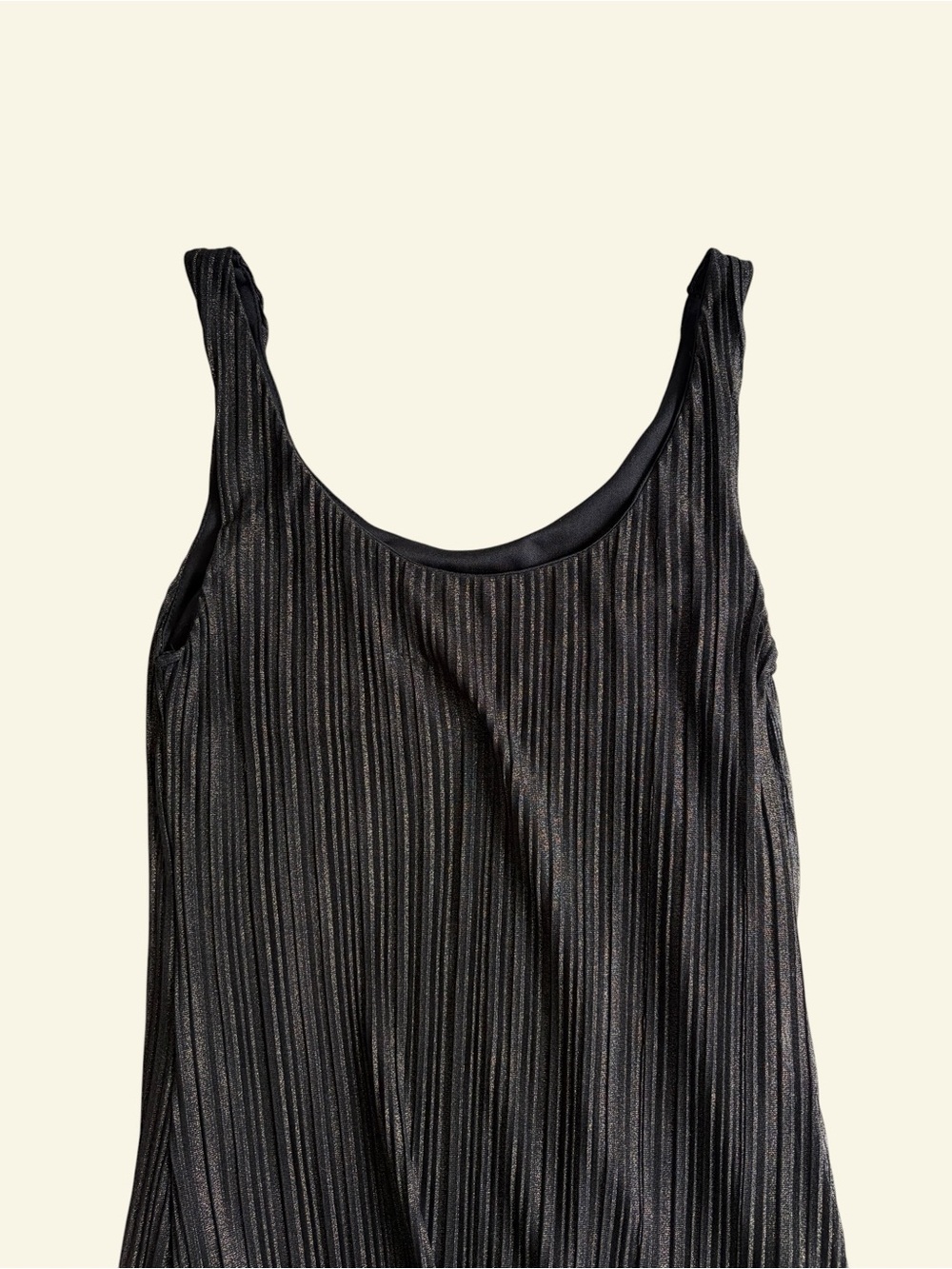 Mimi Chica Black Gold Metallic Plissé Maxi Dress Vintage Y2K Layered Small - Picture 4 of 6
